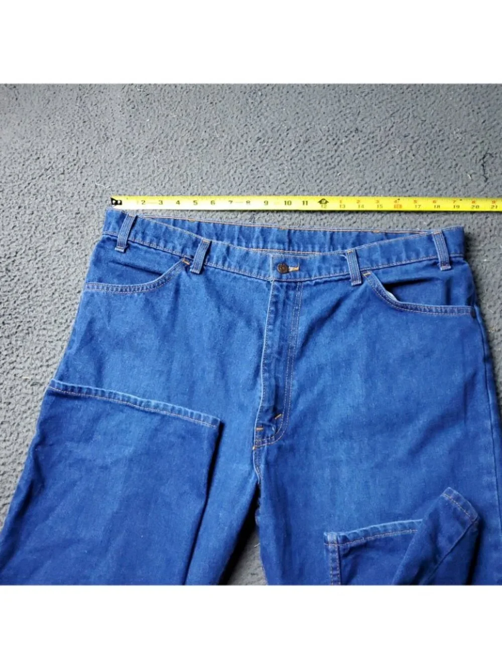 VINTAGE 80s Levis Jeans Mens 40x34 Blue With A Skosh Denim Retro 70s USA Orange